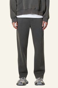 Men's Heavyweight Washed Fleece-lined  Straight-leg Pants.