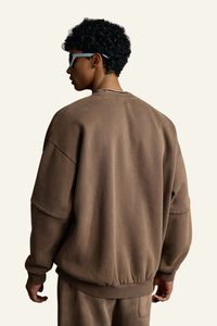 Men's Streetwear Washed Patchwork Pullover