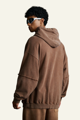 Men's Heavyweigt Fake Patchwork Two-piece Cotton  Hoodie