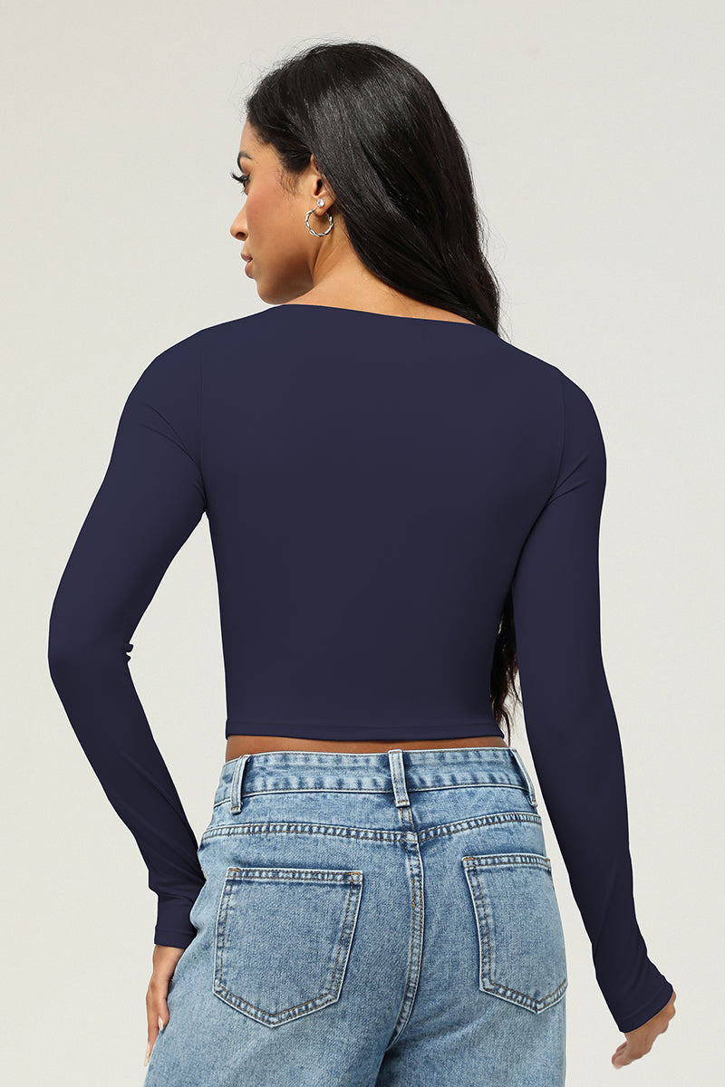 Cropped long-sleeved sports top