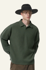 Men's Waffle-patterned Polo Collar Sweatshirts