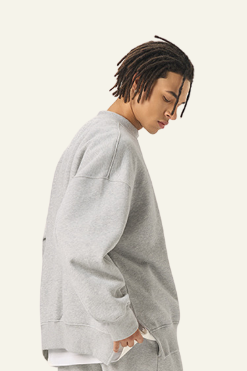 Men's Streetwear Side-Seamed Fleece-lined Pullover