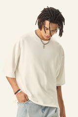 Men's Streetwear Solid Color Raw-Edge Short Sleeve T-Shirt