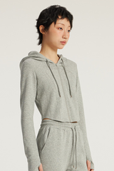 Women's Streetwear Cropped Finger Cuffs Hooded Jacket