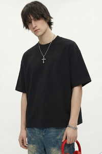 Men's 305g Cotton Colorblock Knit Boxy Crewneck Tee