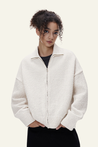 Women's Streetwear Old Money Stand-collar Sweater Jacket