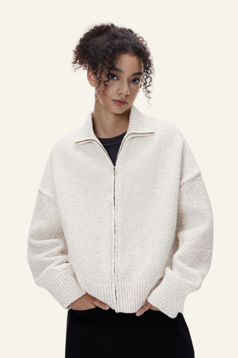 Women's Streetwear Old Money Stand-collar Sweater Jacket