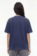 Women's Streetwear Washed Henley Collar Distressed T-shirt
