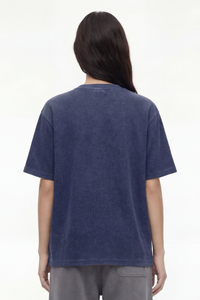 Women's Streetwear Washed Henley Collar Distressed T-shirt