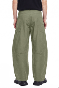 Unisex 240g Woven Multi-Pocket Wide Curved Cargo Pants