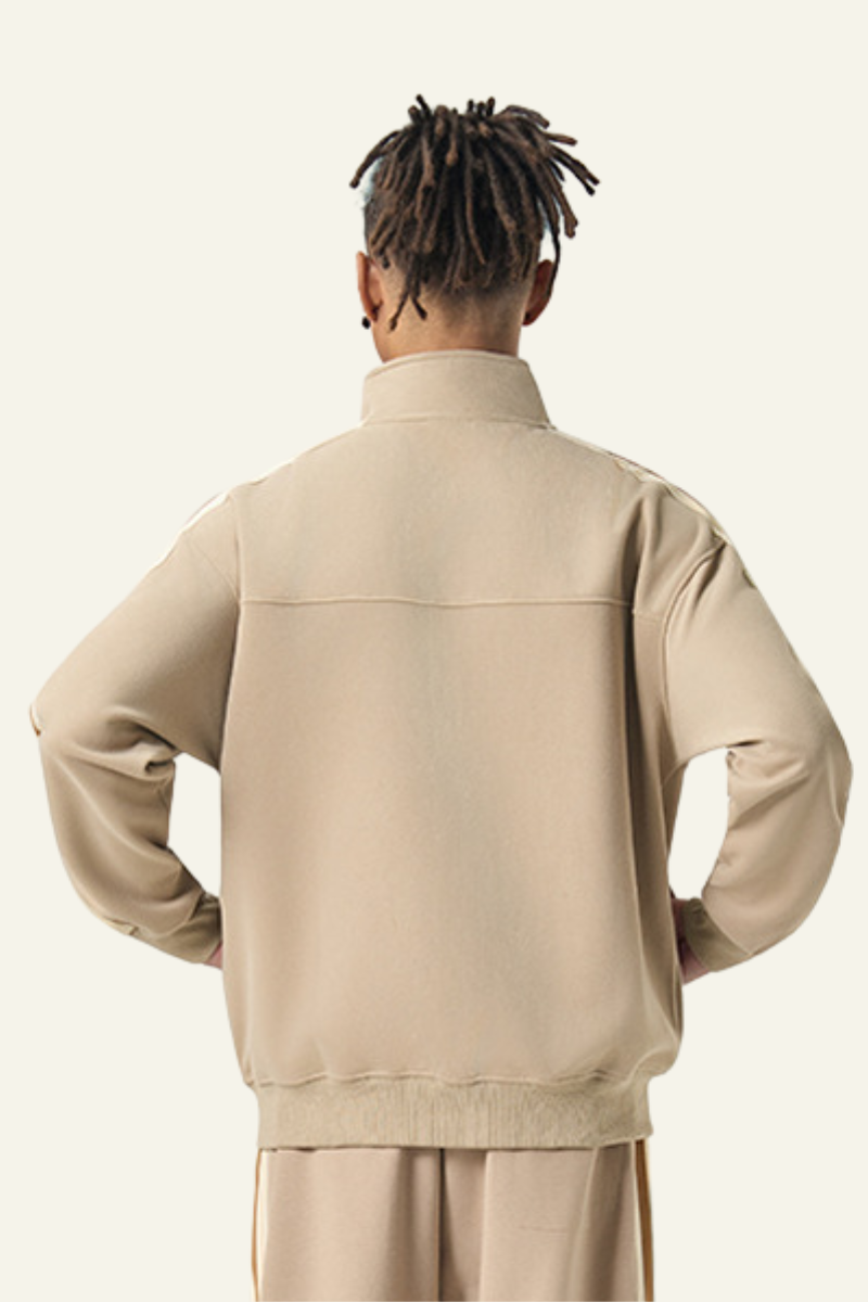 Men's Streetwear Striped Full Zipperl Athletic Jacket.