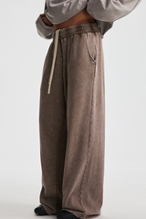 Men's Cotton Vintage-Distressed Raw-Edge Patchwork Pants