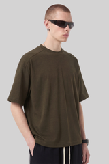 Men's Summer 220g Ribbed Crewneck Solid Set-in Quick Dry Tee