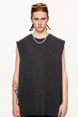 Men's Summer 275g Retro Washed Distressed Tank