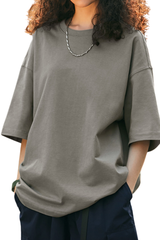 Unisex Spring Summer 265g Cotton Solid Crewneck Couple Tee