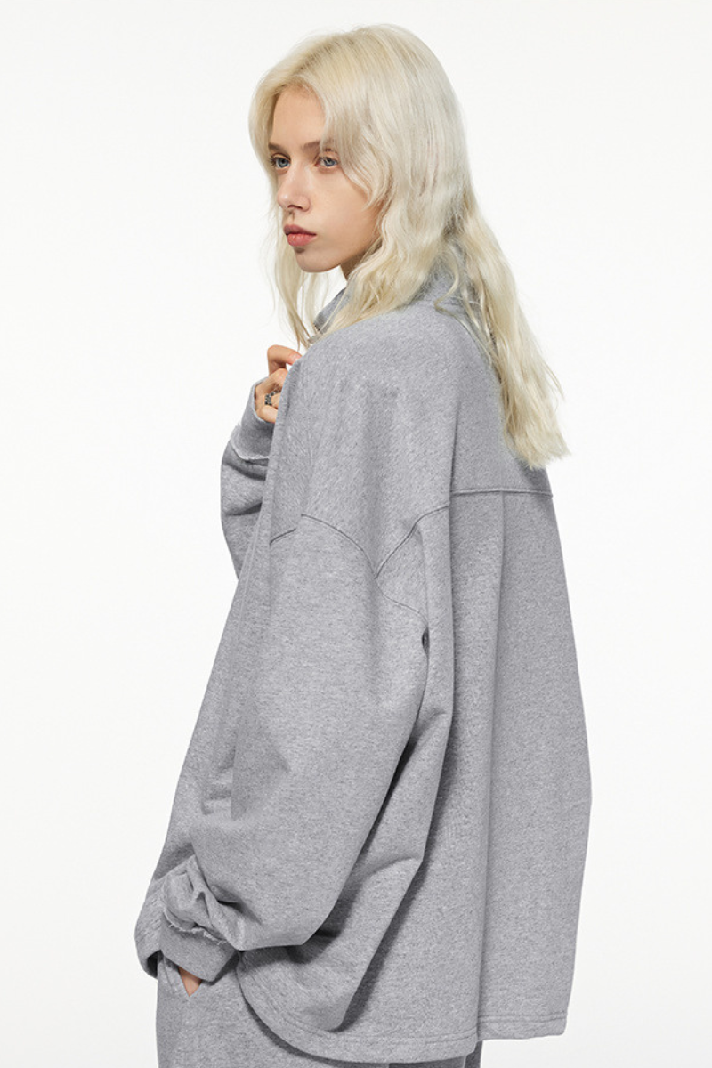 Women's Summer 450g Half Zip Raw Edge Stand Collar Set
