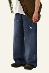 Men's Cotton Vitage Hand-painted Washed Wide Leg Pants