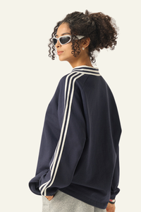 Women's  Streetwear Cotton Striped Color-Block Sweatshirts