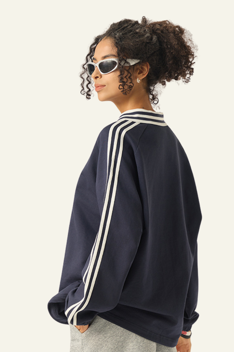 Women's  Streetwear Cotton Striped Color-Block Sweatshirts