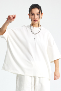Women's Cotton Relaxed Drop Shoulder Solid T-shirt