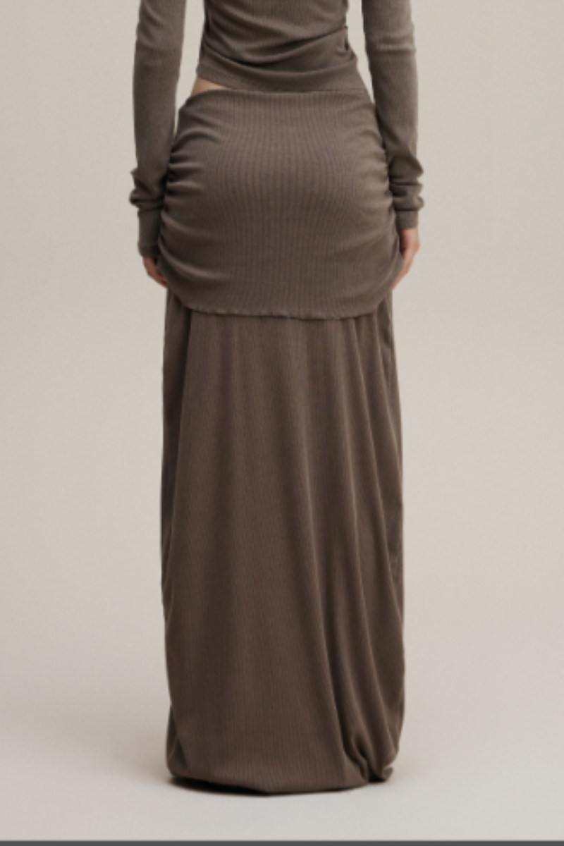 Women's Ruched Slim Fit Maxi Skirt.