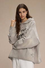 Women's Streetwear Distressed Frayed-Edged Vintage Hoodie