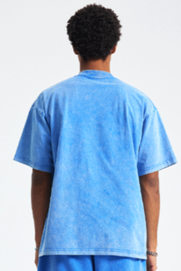 Men's Cotton Streetwear Wax-Dyed Washed Distressed T-shirt