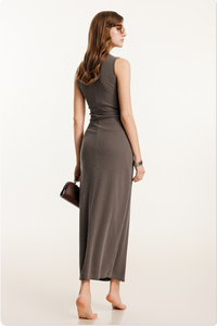 Women's Spring Summer 275g Washed Slim Knit Maxi Dress