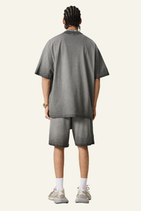 Men's Vintag Washed Cotton Set: Relaxed T-shirt And Short