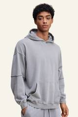 Men's Heavyweigt Fake Patchwork Two-piece Cotton  Hoodie