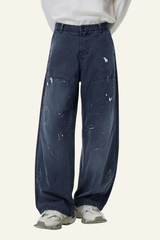 Men's Cotton Vitage Hand-painted Washed Wide Leg Pants