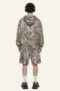 Men's  Camouflage Set:Fleece-Lined Hoodie And Shorts