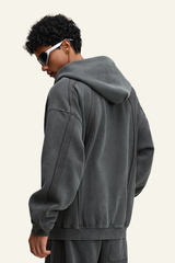 Men's Streetwear Retro Fleece-lined Zipper Hooded Jacket