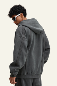Men's Streetwear Retro Fleece-lined Zipper Hooded Jacket