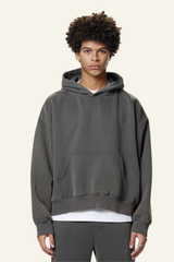 Men's Fleece-Lined Thick Washed Distressed Hoodie.