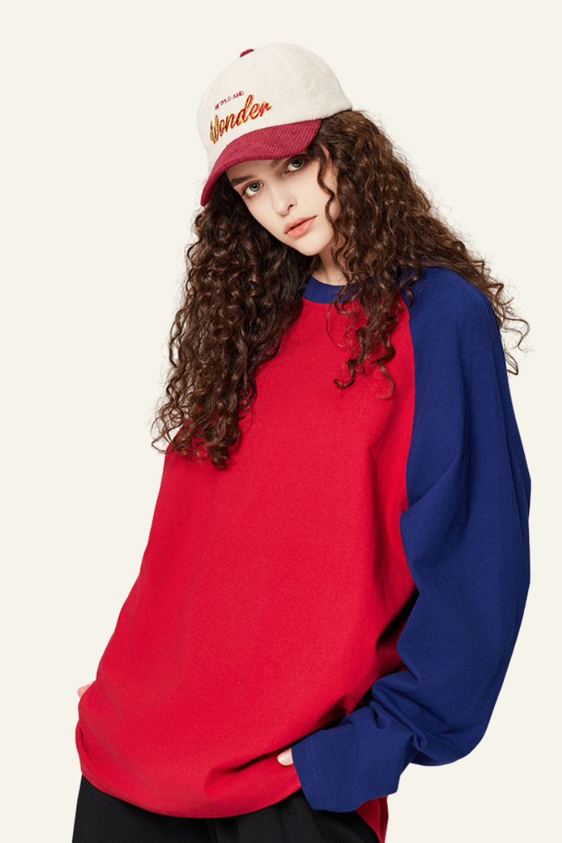 Women's Streetwear Cotton Color Block Long Sleeve T-shirt