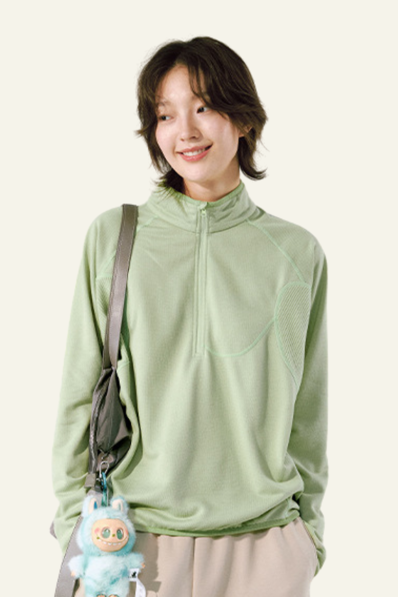 Women's  Lightweught Half-zipper Stand-collar Pullover