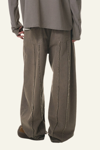 Men's Cotton Vintage Washed Frayed-edge Straight Leg Pants