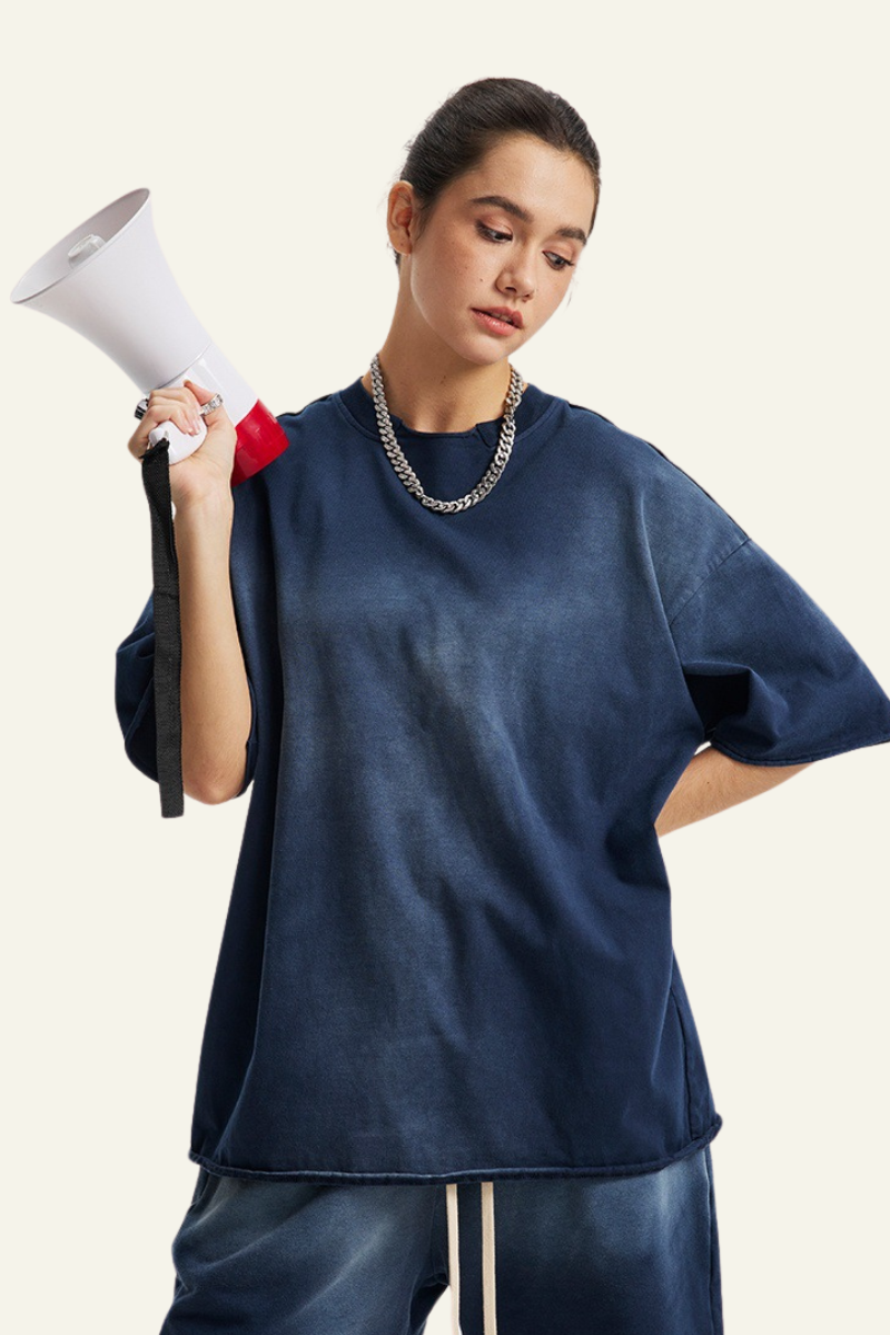 Women's Cotton Streetwear Washed Vintage  T-shirt