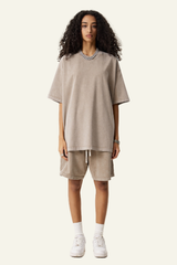 Women's Cotton Dopamine Set: T-shirt & Athletic Wear Short
