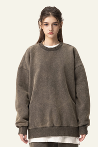 Women's  Washed Distressed Solid Pullover