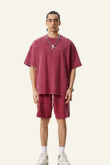 Men's Cotton Dopamine Set: T-shirt And Athletic Wear Short