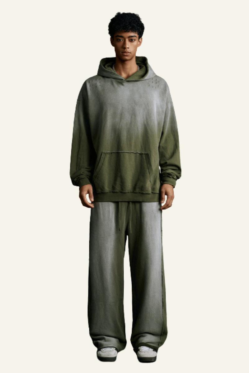 Men's Cotton Gradient Color Set:Hoodie And Casual Pants