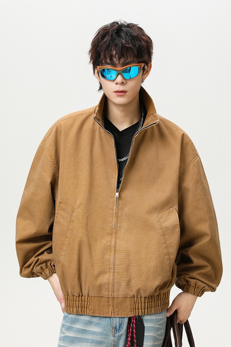 Men's Streetwear Solid Stand Collar Bomber Jacket