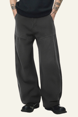 Men's Washed  Vintage Fleece-Lined Casual Pants.
