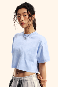 Women's Spring Summer 230g Washed Oversized Cropped Tee