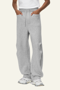 Men's Streetwear Double-pleated Curved  Pants