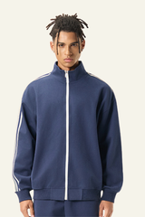Men's Streetwear Striped Full Zipperl Athletic Jacket.