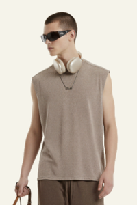 Men's Cotton Washed Retro Round-necked Tank Top