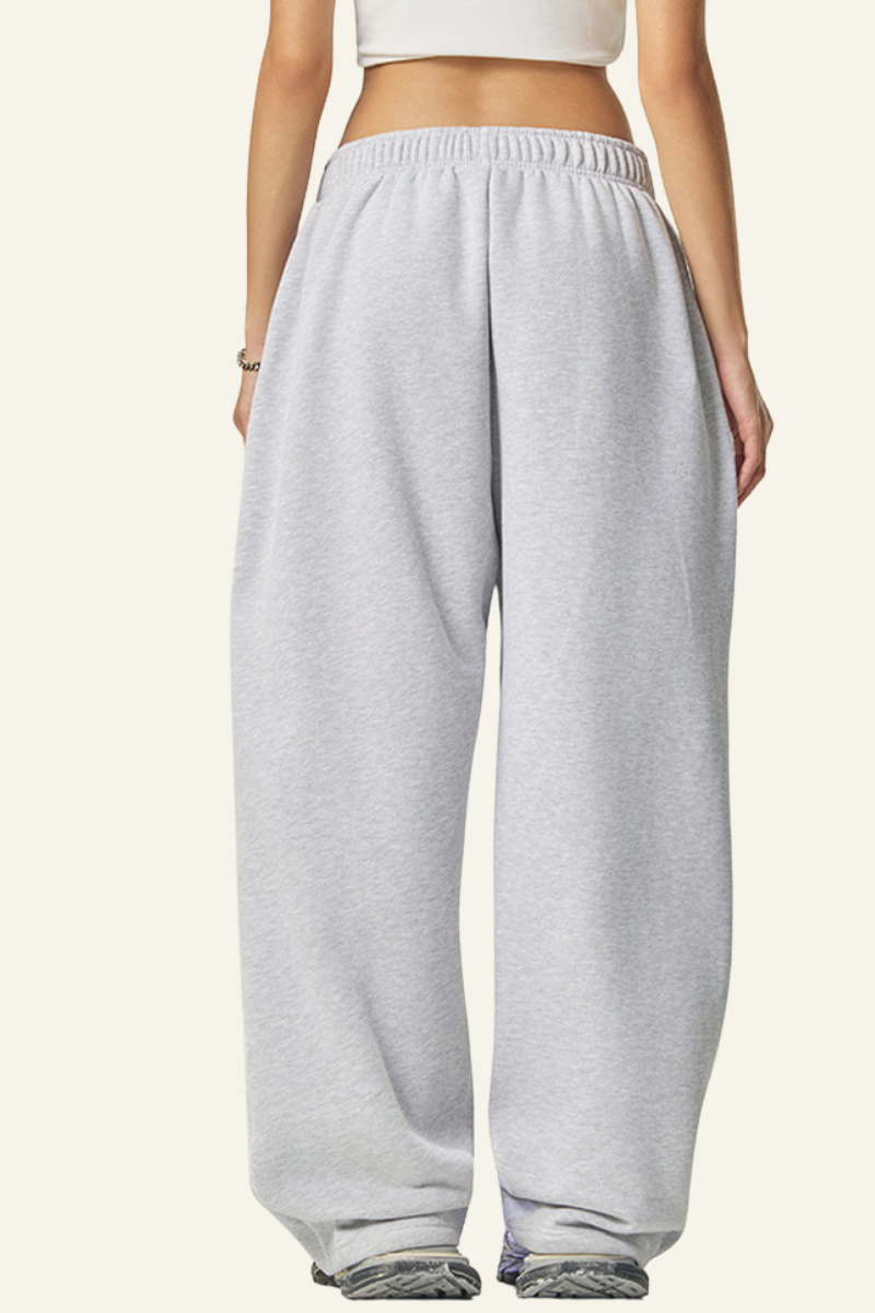 Women's Streetwear Color-Block Elastic Wide-leg Casual Pants